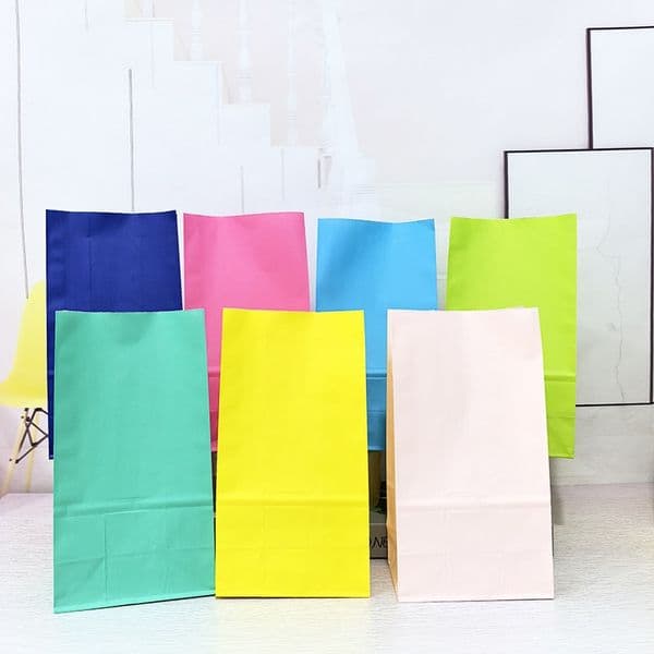 Colorful Paper Gift Packaging Bags Stand Up Pouch With Thank You Sticker Sealing For Bread Foods Cookies Snack Candy Dry Nut Fruit Coffee Beans Takeaway Shopping Bag