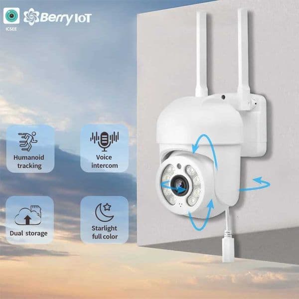 2MP Wireless Network Outdoor Waterproof WIFI Camera PTZ Auto Tracking Two-Way Vo Security Protection IP Baby Monitor Camera C251202