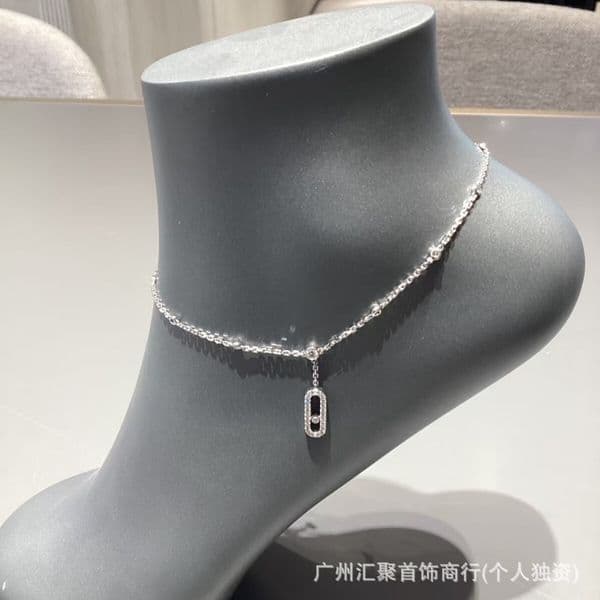 Designer Messi Spring Summer New Smart Tassel Single Diamond Sliding Anklet Summer Fashion Ankle Luxury Inlaid Full Diamond Foot Jewelry Chain