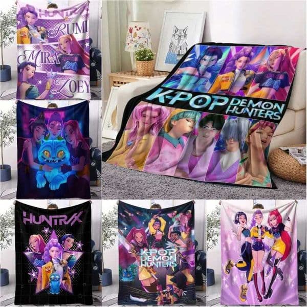 K-Pop D-Demon Hunters Blanket Hot Rumi Mira Zoey Printed Multifunctional Flannel Throw Fan Gifts for Home Leisure Camping Travel T251202