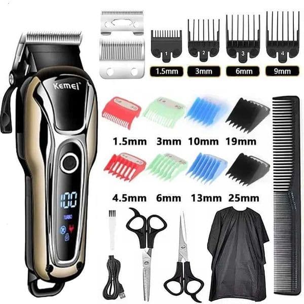 Kemei Professional Hair Clipper Rechargeable Trimmer Men Electric Cutter Hair Cutting hine LCD Cordless Beard Trimmer KM-1990 Y251203