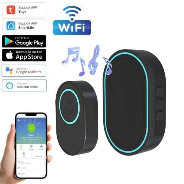 Wireless Doorbell Tuya App Intelligent Home Welcome Doorbell Waterproof Button LED Light 433MHz Security Alarm Smart Doorbell X251203