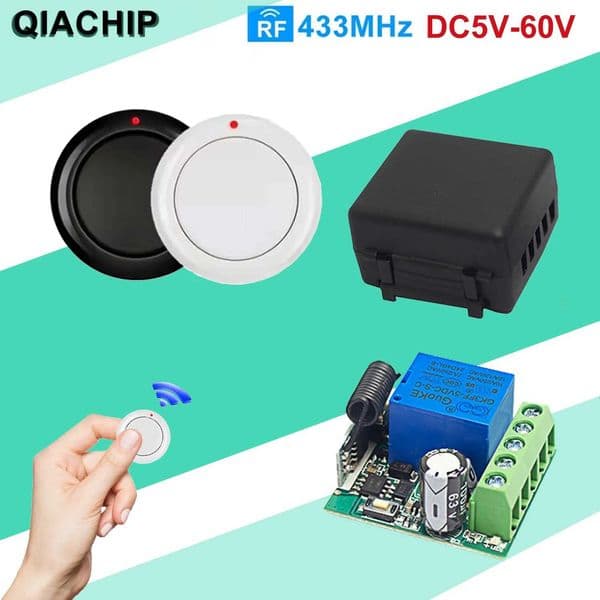 QIACHIP DC 12V 433Mhz Wireless Smart Light Switch 5V-60V 10A Mini RF Relay Receiver Mini Transmitter for Remote Control Lamp LED X251203