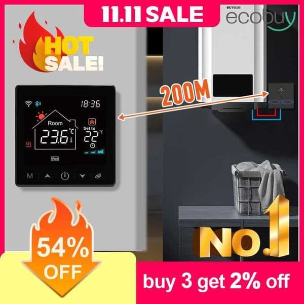 Tuya Smart Home Wifi Thermostat Wireless 433Mhz Gas Boiler Water Heating Temperature Controller Alexa Google Home Smart Life X251203