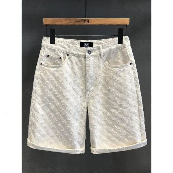 Custom American High Street er Washed Trendy Denim Shorts Mens Five-point Pants Summer Loose White Pants 251202