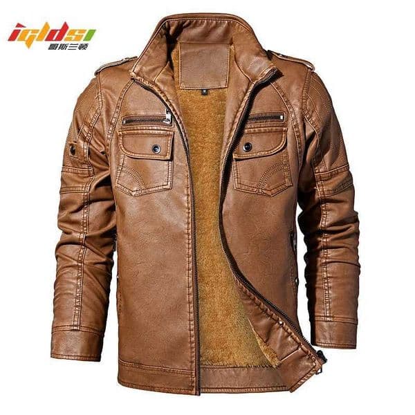 Mens Winter Leather Jackets Autumn Business Casual Thicken Fleece Coats Male Fashion Motorcycle Outwear Leather Jacket M251203