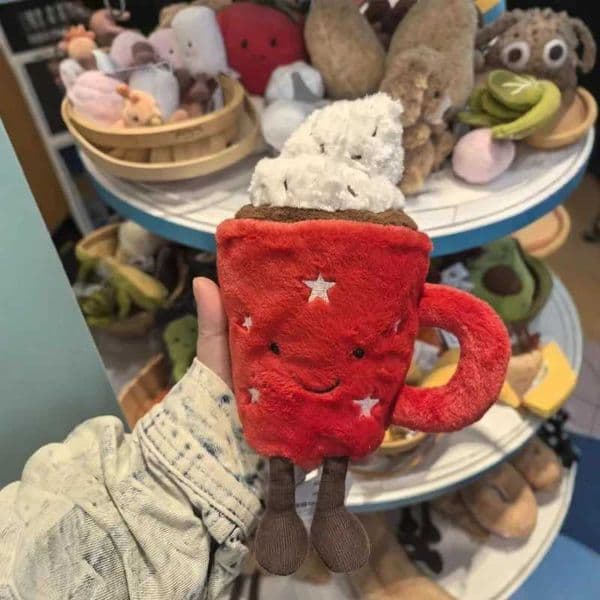 20cm Hot Chocolate Red Coffee Cup Doll Home Decoration Cat And Dog Interactive Companion Plush Pet Holiday Gifts Y251203