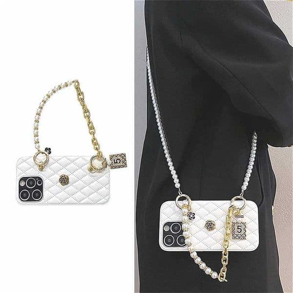 High Quality Phone Case For iPhone 17 16 15 14 13 12 ProMax Plus Camellia Lens Protection Cover For iPhone 17 Promax With Chain Z251203