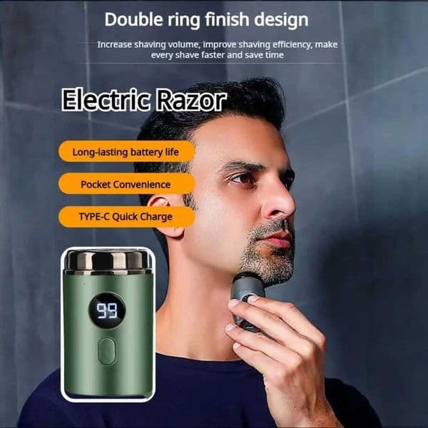 Mens intelligent LED digital display 304 steel blade electric shaver TYPE-C Charging Waterproof 3D Y251203