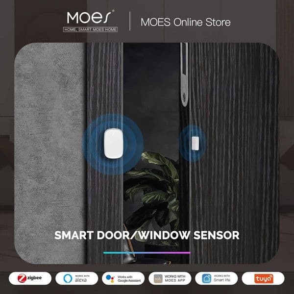 MOES Tuya ZigBee Smart Window Door Gate Sensor Detector Smart Home Security Alarm System Smart Life Tuya App Remote Control X251203