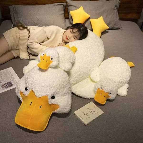 Happy duck plush toys soft giant duck pillow cushion plush animal doll birthday Christmas gift girls boys and children Y251203