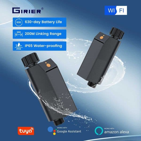 GIRIER Tuya WiFi Water Timer No Hub Required Smart Sprinkler Timer for Garden Hose Drip Irrigation System 2-Year Battery Life X251203