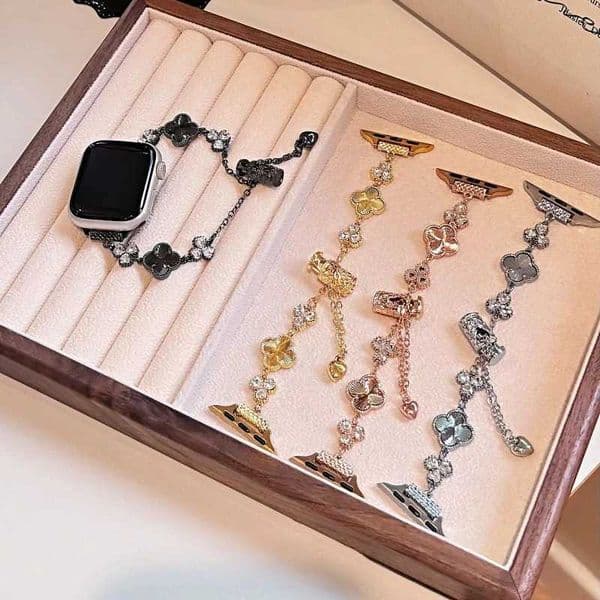 Sparkling Diamond Set Four Leaf Clover Chain Personalized Suitable for Huawei GT5/GT5 Pro/GT4/GT2/3/4 22mm/20mm/18mm Strap Z251203