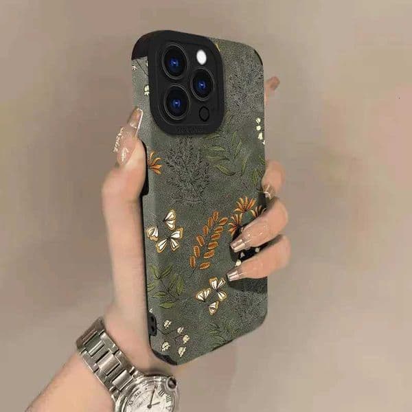 Leaf Lambskin Leather Phone Case For iPhone 17 Pro Max Air 16 16e 15 14 13 12 11 Pro Max Plus X XS MAX XR Back Cover M251203