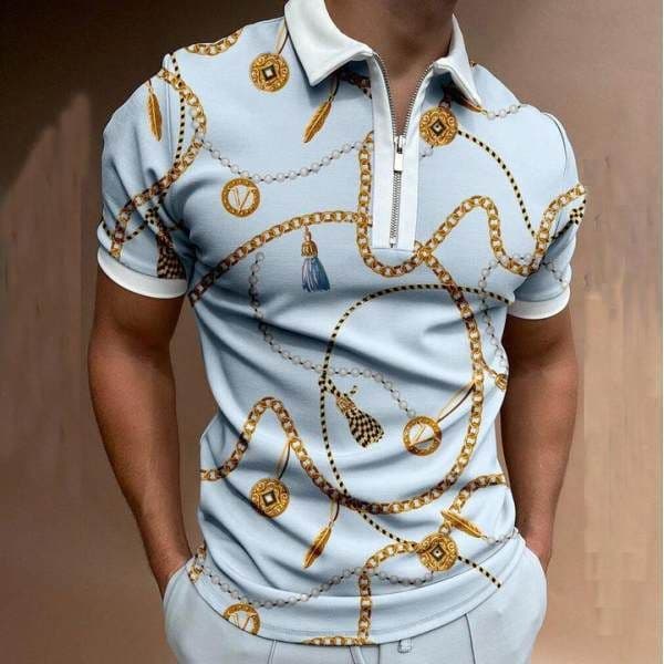 Designer Luxury Clothing 3D Digital Printed Men's Summer Short Sleeve Polo Shirt Casual Zipper Top Polo T-shirt