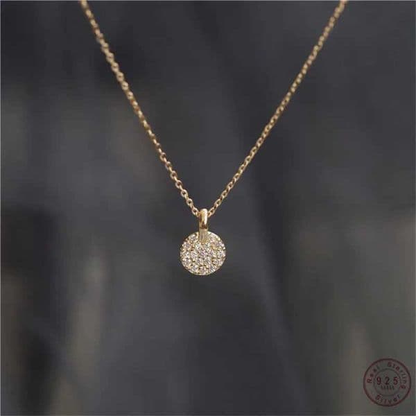925 Sterling Silver French Simple Pav Crystal Brand Pendant Clavicle Chain Necklace Women Classic Plating 14k Gold Jewelry GiftXJ251202