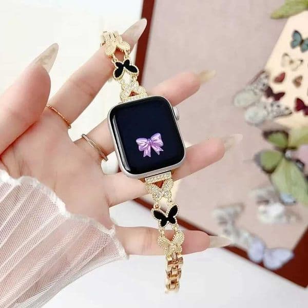 Butterfly metal strap suitable for sizes 38-49mm compatible with iWatch S10-1 SE Ultra series watch not included Z251203