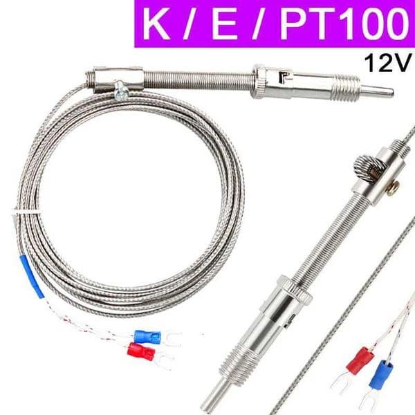 K E PT100 Type Compression Spring Thermocouple Sensor Shielded Measurement Wire Temperature Controller Probe 12V 1M 2M X251203