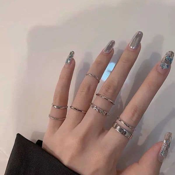 Fashion 7Pcs Set Punk Simple Rings for Women Silver Color Geometric Vintage Joint Hiphop Finger Ring Jewelry Niche Design RingsXJ251202