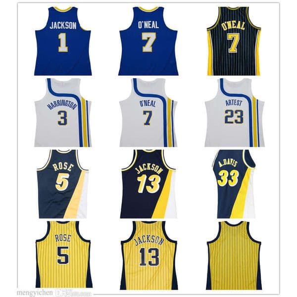 Retro Men's XS-6XL Basketball Jersey Stephen 1 Jackson Al 3 Harrington Jalen 5 Rose 7 Jermaine Mark 13 Jackson Ron 23 Artest Antonio 33 Davis Vintage