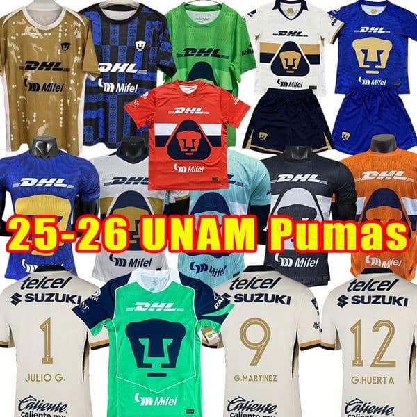 25 26 CLUb UNAM Cougar Mens Soccer Jerseys J. I. DINENNO C.HUERTA DEL PRETE N.FREIRE H.MERITAO E.SALVIO Home away third Football Shirts fans player version training