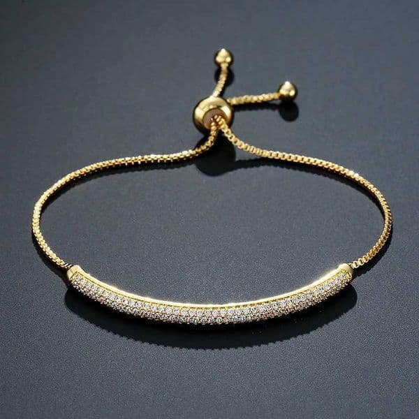 ZAKOL Elegant 18K Gold Micro-set Zircon Adjustable Bracelet for Women Shiny AAA Cubic Zirconia CZ Wedding Bracelets Jewelry Gift W251203