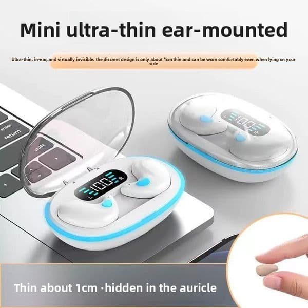 Hot-selling X55 sleep bluetooth headset bone conduction mini noise reduction long battery life belt digital display macaron color