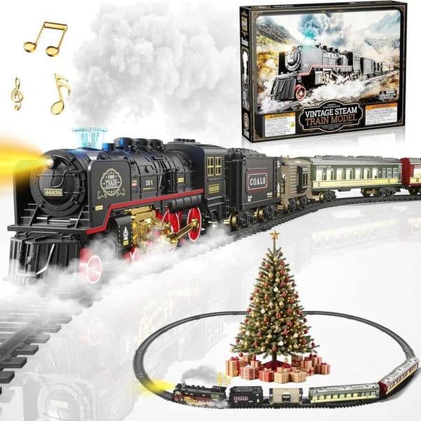 Electric Train Toy with Lights and Sound Train Set for Under Christmas Tree Locomotive Train Model with Track Birthday Gifts Y251204