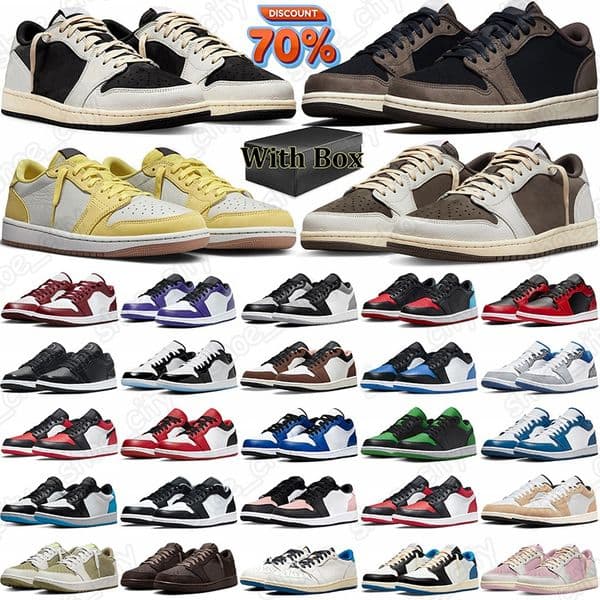 free shipping travis 1 1s designer basketball shoes sneakers mens trainers Low Fragment Reverse Mocha Black Phantom Velvet Brown women with box travi lows