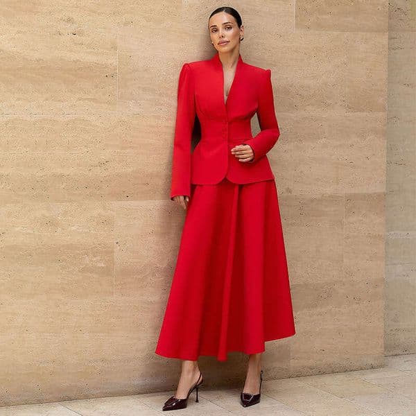 European And American Women's Fashion New Solid Color Sleeve V-Neck Button Top Bodycon Long Skirt Casual Set B5