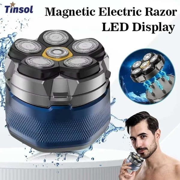 Tinsol Titanium Electric Shaver for Bald Men 6D Magnetic Razor Hair Trimmer Rechargeable LED Waterproof Face Hair Cutting Y251203