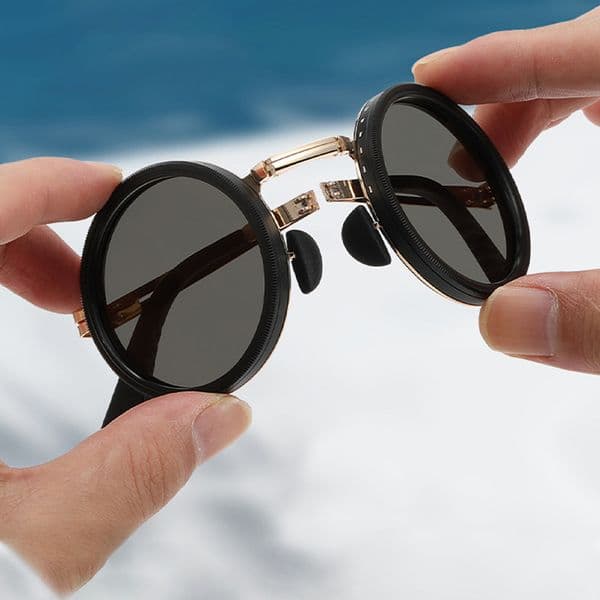 New ND9 Adjustable Neutral Density Manual Rotating Polarized Lenses Punk-Style Portable Folding Sunglasses