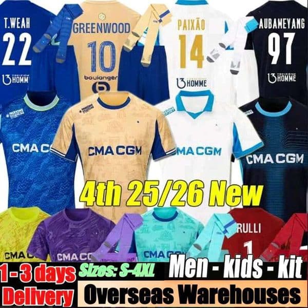 4XL 2025/26 MaRsEile 4th soccer jerseys OM AUBA PAIXAO GREENWOOD VAZ PAVARD GOUIRI AGUERD maillot foot HOJBJERG ANGEL RULLI football shirts men kids kit socks