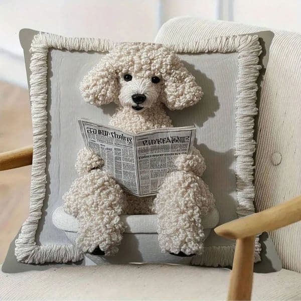 spaperreading dog pillowcase short plush sofa decorative cushion cover without inner filling cute pillow chair 251203
