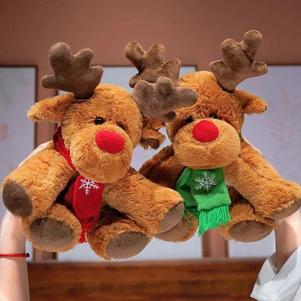 Scarf Reindeer Plush Toys Fluffy Soft Christmas Party Atmosphere Decoration Exquisite Desktop Ornament Festival Gifts For Friend 251204