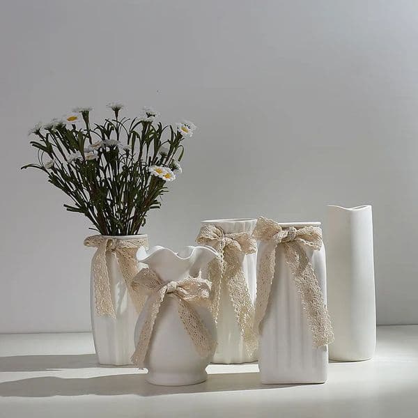 Literary White Fresh Dried Flower Vase Ceramic Hydroponic Arrangement Device Starry Sky Living Room Modern Ornament Decor 251204