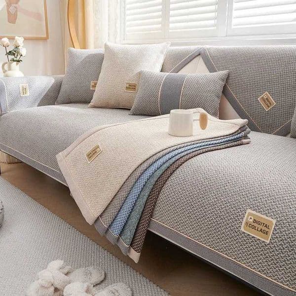 Cotton and Linen Jacquard Sofa Cushion Winter Thicken Soft Comfortable Modern Simple Wind Cover Cat Cushion Plush Sofa Cover M251204