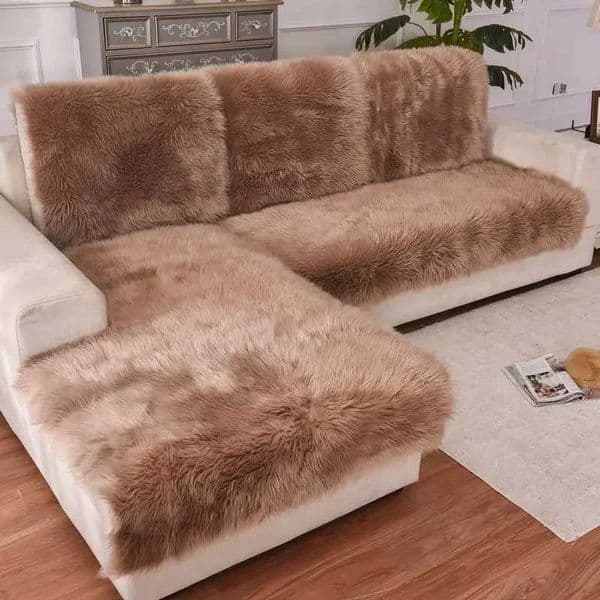 New Sofa Cover Full Cover Winter Imitation Wool Cushion Long Plush Window Thickened European Anti-skid Sofa Mat M251204