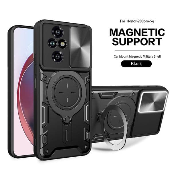 Camera Lens Cases For Honor X7D X5C X9D X6C X8C X9C 400 X8B X7B X9B Magic 7 Smart Lite Pro Plus 5G Shockproof Rugged Sliding Window Phone Ring Case