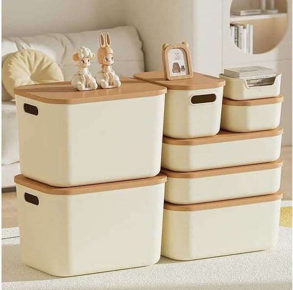 Desktop Storage Box with Lid Ideal for Storing Household Items Clothes and Toys Plastic Snack Storage Box with Lid H251205