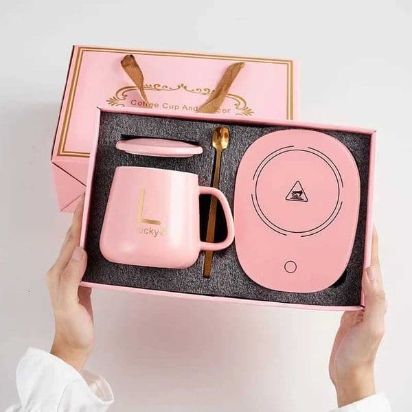 Smart self-heating cup with 55C constant temperature Gift box mug with spoon suitable for camping office use and as a giftXJ251205