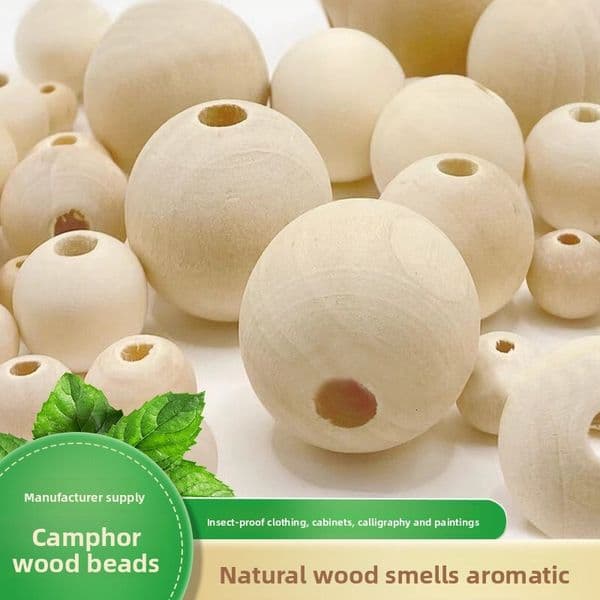 Wardrobe Anti-Mold Moisture-Proof Natural Insect-Repellent Balls Household Odor Removal 1.8cm Perforated Camphor Wood Beads