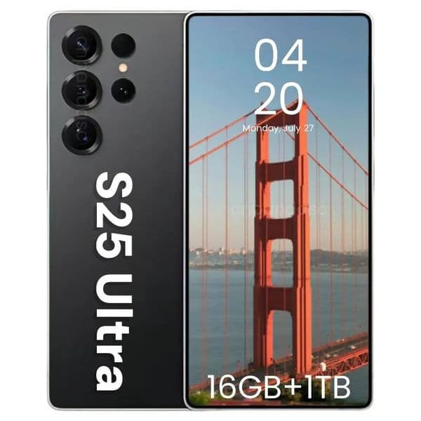Designer S25 S26 Ultra i17 Pro Max Orange i16 Android Smartphone Camera Face Unlocked LTE 16GB+1TB HD GPS Mobile Phone Ring Packaging box bag