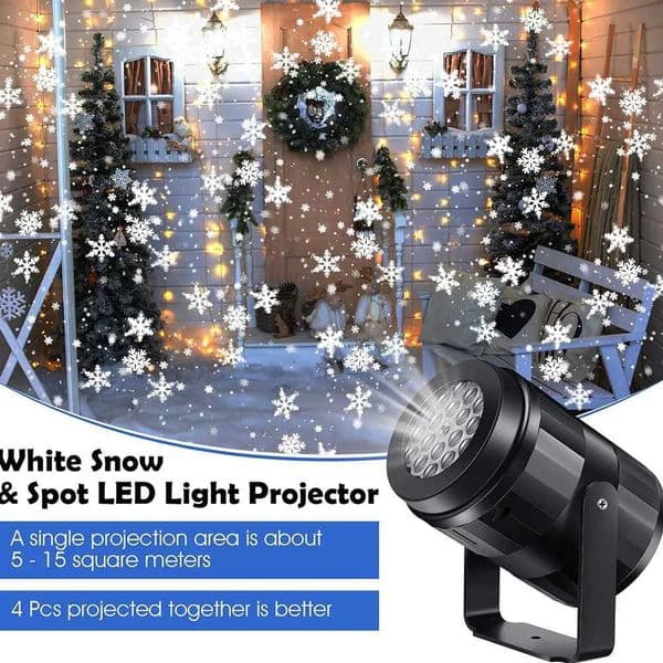 2025 LED USB Snowflake Projector Holiday Lights Christmas Projection Outdoor Lamp Snow Spotlight for New Year Party X251205 thumbnail 2