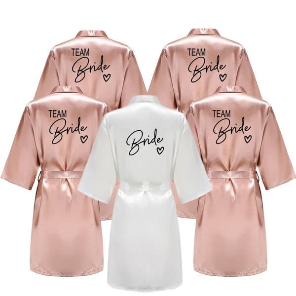 Wedding Party Team Bride Robe With Black Letters Kimono Satin Pajamas Bridesmaid Bathrobe SP003 251202