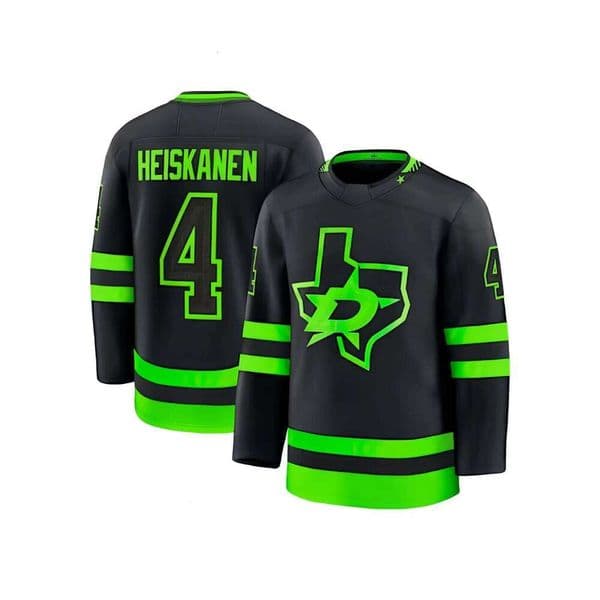 Custom Men's #4 Heiskanen Black All Stitched Premium Hockey Jersey SZ S-6XL
