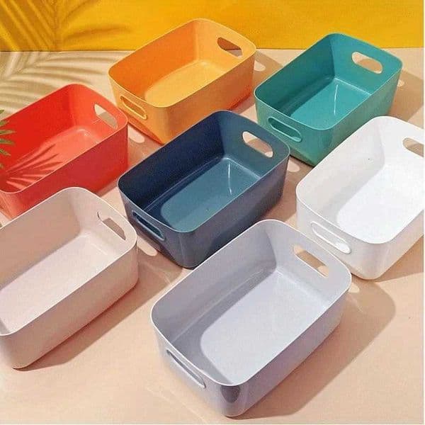 6 Plastic Storage Boxes Desktop Clutter Containers Cosmetic Organizers Kitchen Storage Boxes Snack Storage Baskets H251205