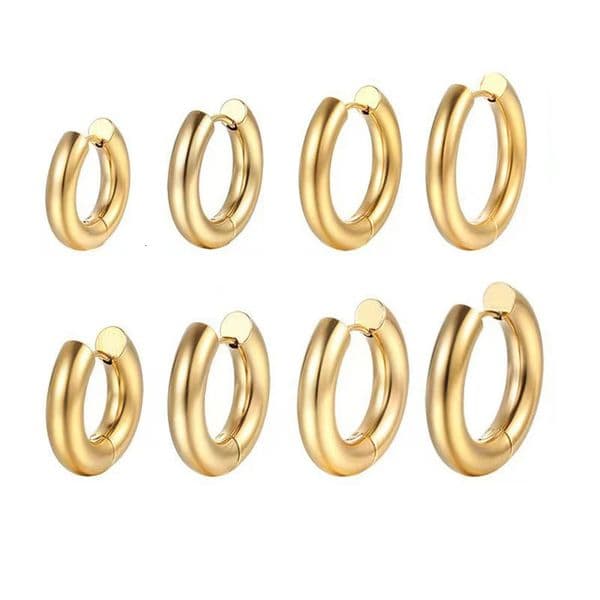 Classic Round Stainless Steel Earrings For Women Men Geometric Circle Ear Buckle Gold Silver Color Fashion Huggie Daily Jewelry 251201