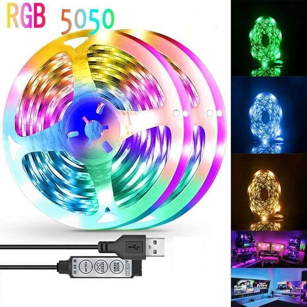 LED Strip Light RGB 5050 5V 3-Key Control Color Changing Light Strip Suitable For Room TV Decoration 16 Million RGB Colors Z251205