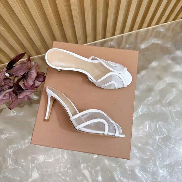 26ss Velvet Round Toe Mules Luxury designer women lace stiletto heel shoes Pointed toe mule shoes Rhinestone high heel sandals Leather ladies evening shoes